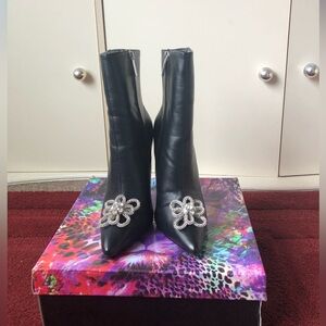 Cape Robbin Black Heeled Boots with Silver Embellishments